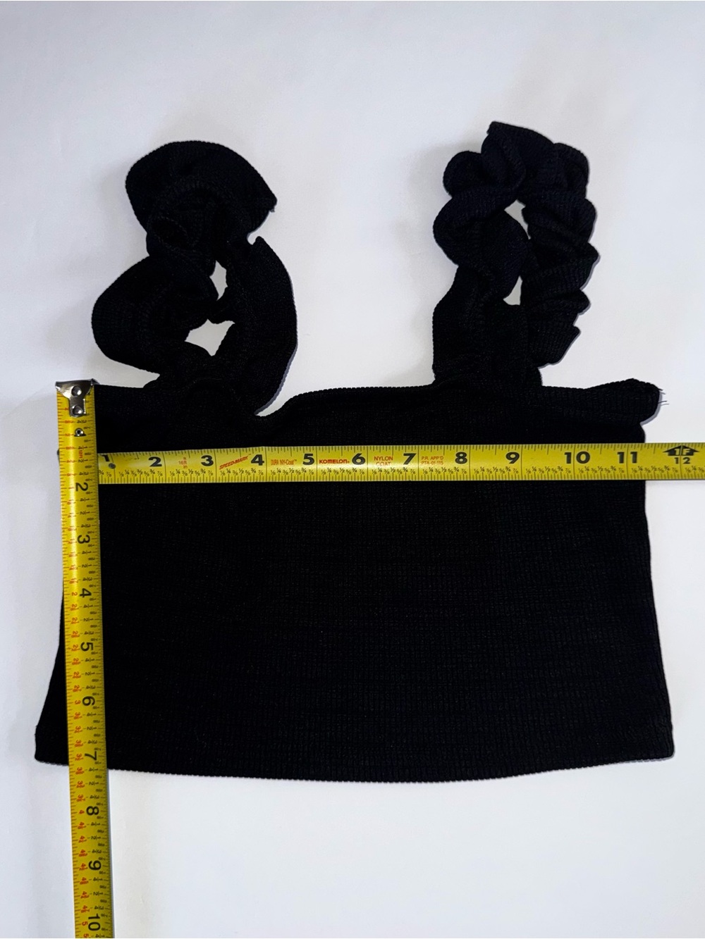 Zara Black Ribbed Ruffle-Strap Crop Top - Picture 3 of 4